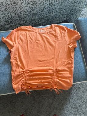 Hollister Orange Short Sleeve Ruched Drawstring Tee